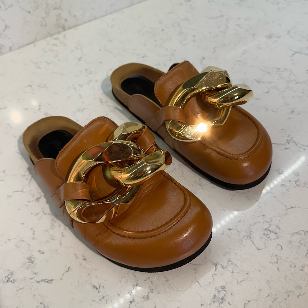 JW Anderson Chunky Chain Mules in Pecan